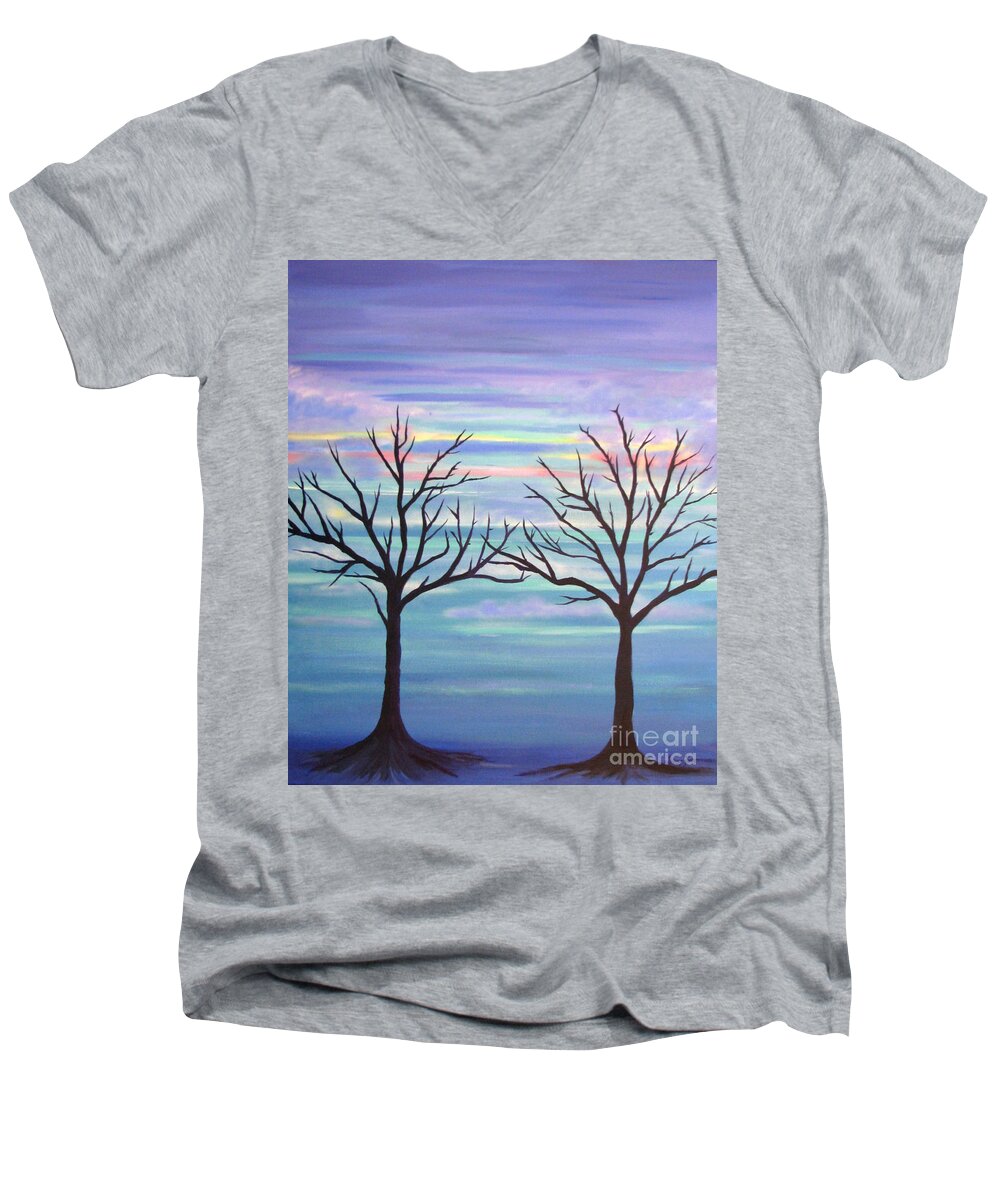 Trees Men's V-Neck T-Shirt featuring the painting Branching Out by Stacey Zimmerman