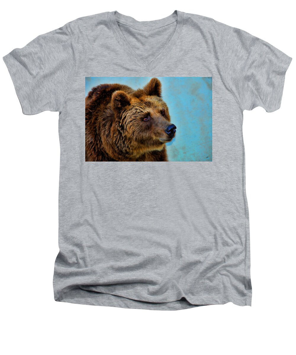 Bear Men's V-Neck T-Shirt featuring the painting Brown Bear 203 by Dean Wittle