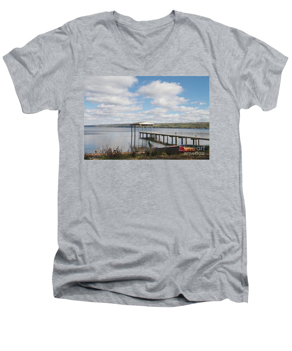 Seneca Lake Men's V-Neck T-Shirt featuring the photograph Calm Waters by William Norton