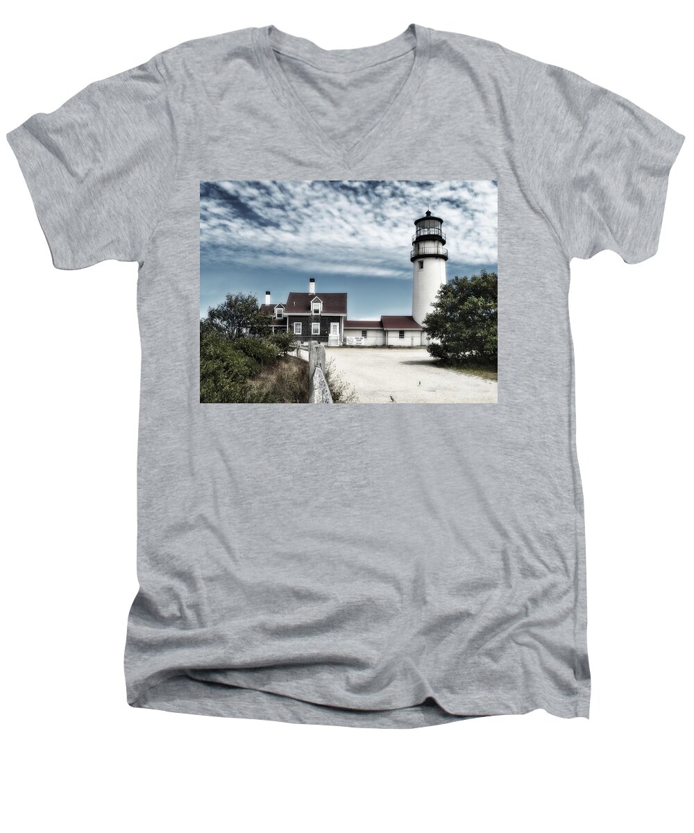 Cape Cod Men's V-Neck T-Shirt featuring the photograph Cape Cod Light in Muted Colors by Tammy Wetzel