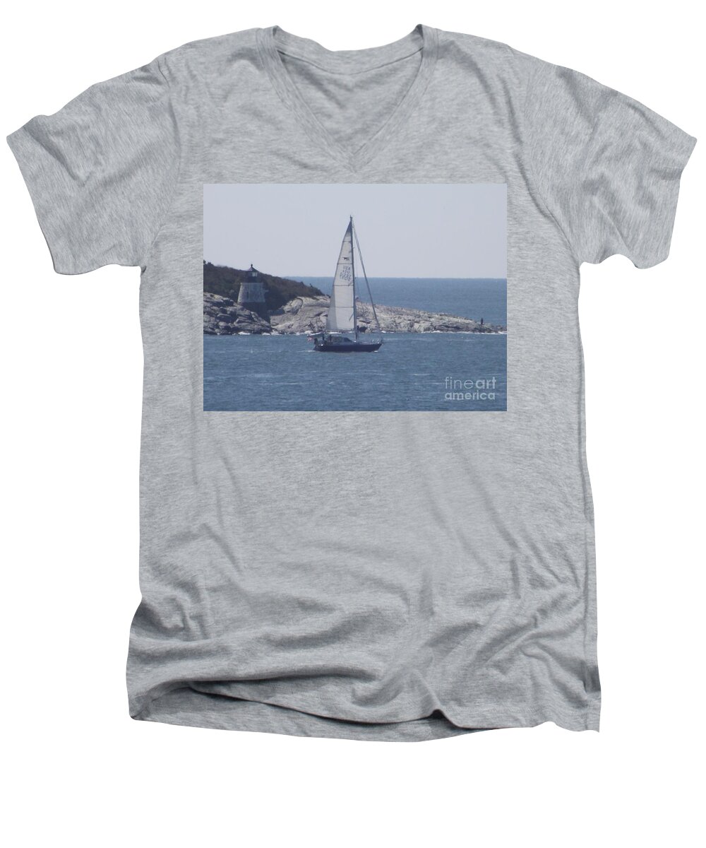 Newport Ri Men's V-Neck T-Shirt featuring the photograph Coastal Newport RI by Michelle Welles