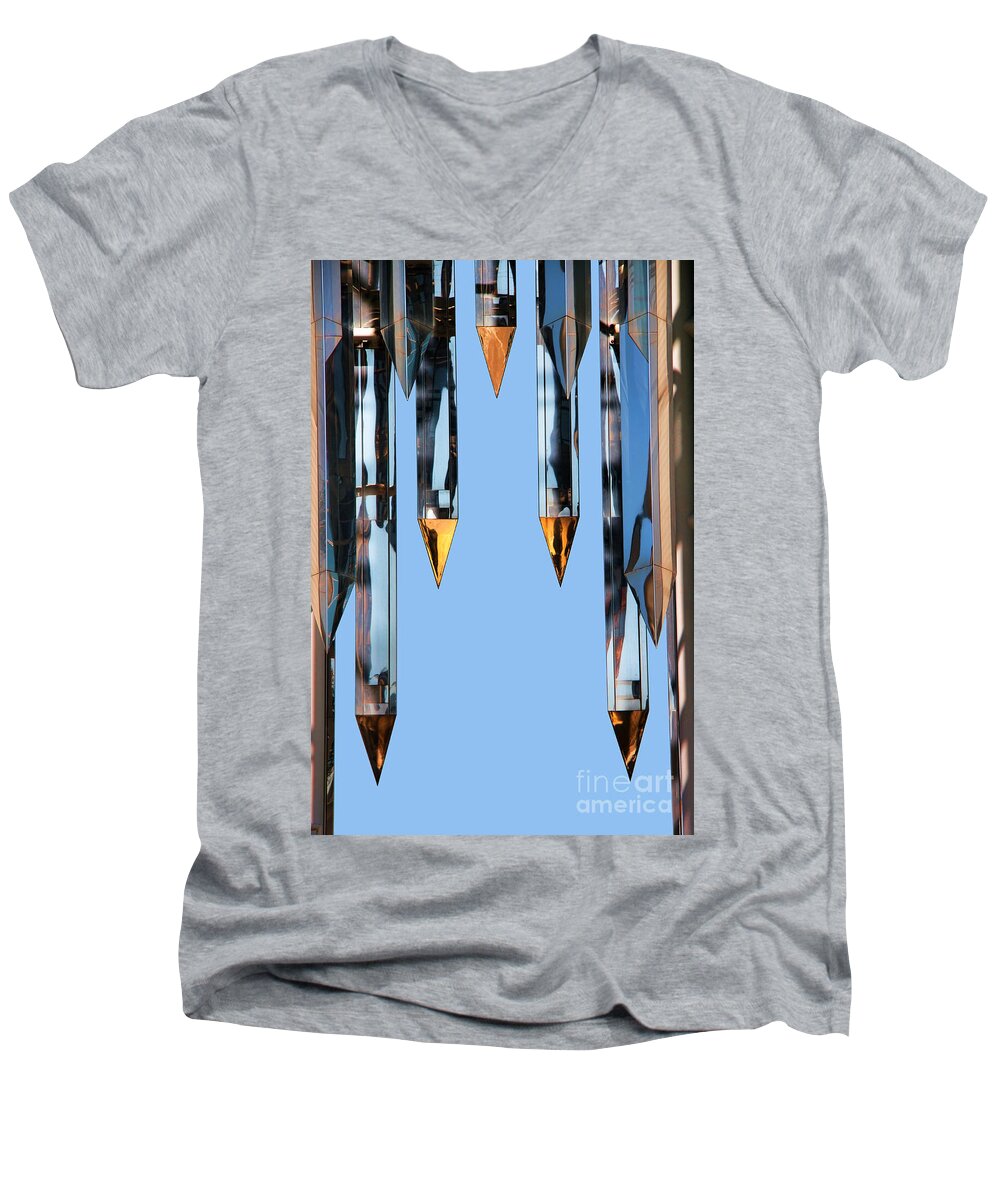 Crystal Cathedral Tower Points Men's V-Neck T-Shirt featuring the photograph Crystal Cathedral Tower Points by Mariola Bitner