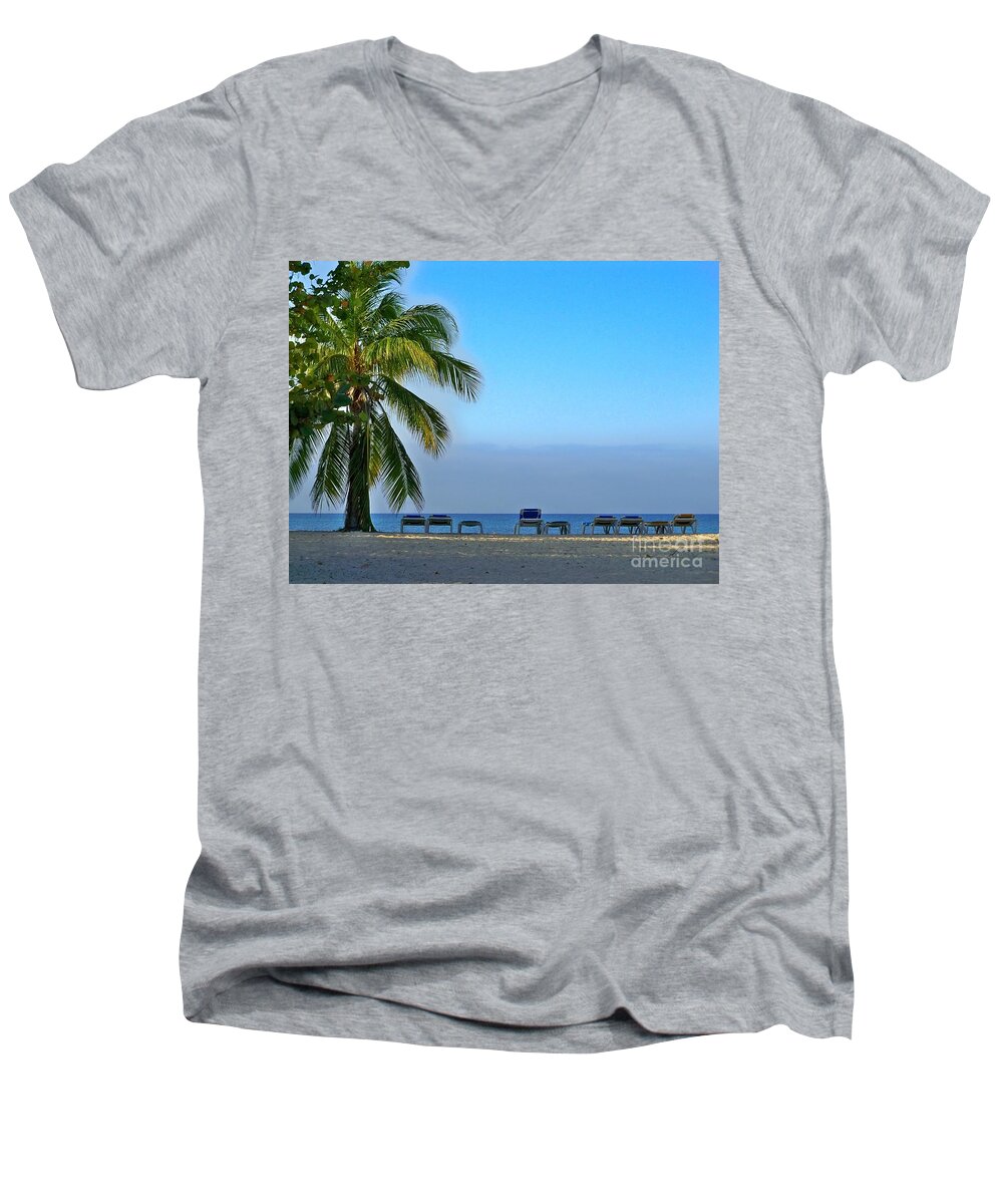 Palm Men's V-Neck T-Shirt featuring the photograph Early Morning Trinidad Cuba by Lynn Bolt