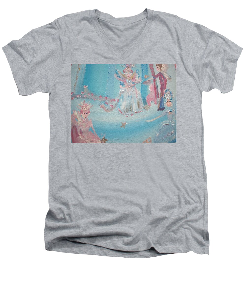 Fairy Men's V-Neck T-Shirt featuring the painting Fairy Godmother convention by Judith Desrosiers