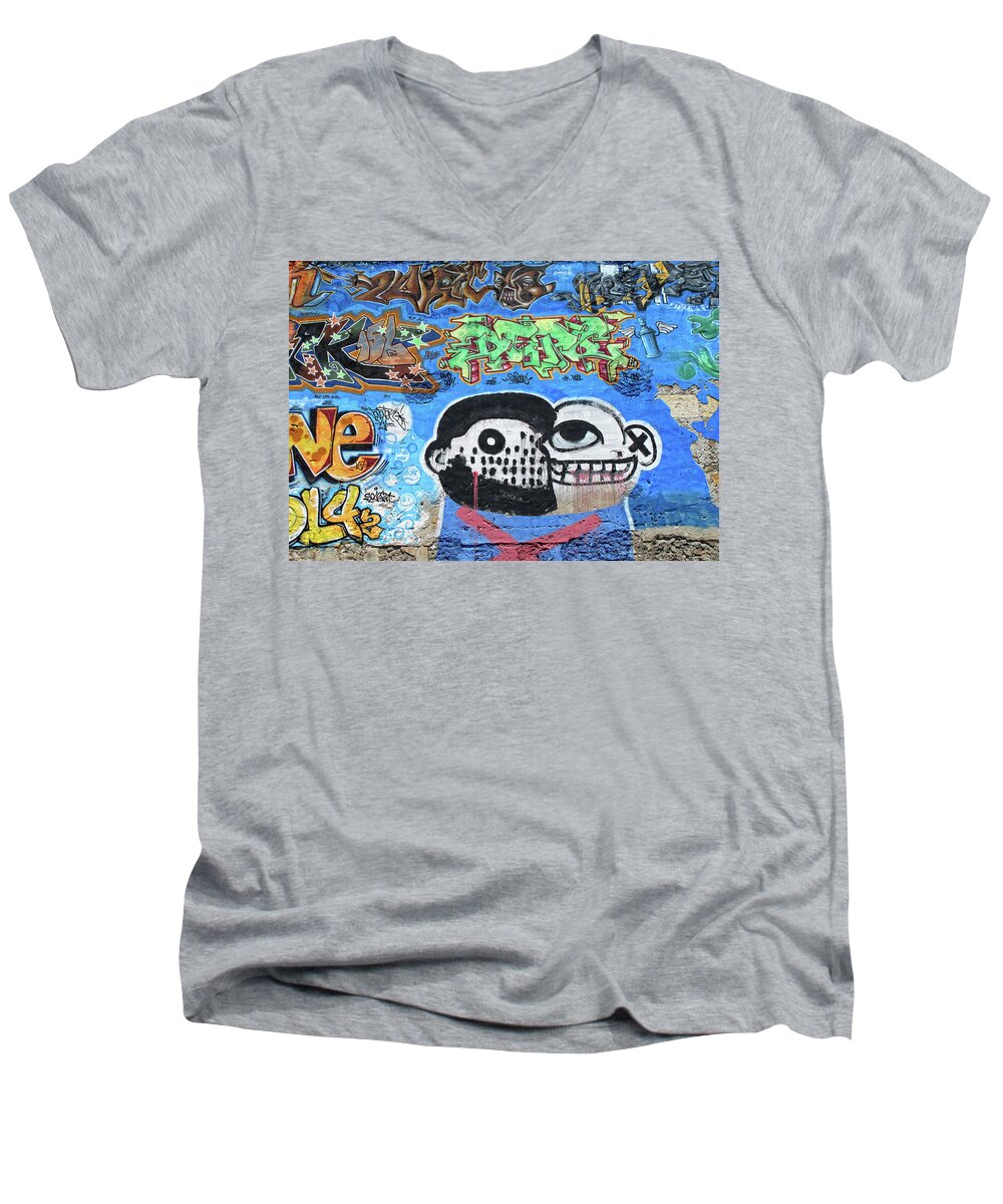Graffiti Men's V-Neck T-Shirt featuring the photograph Graffiti Provence France by Dave Mills