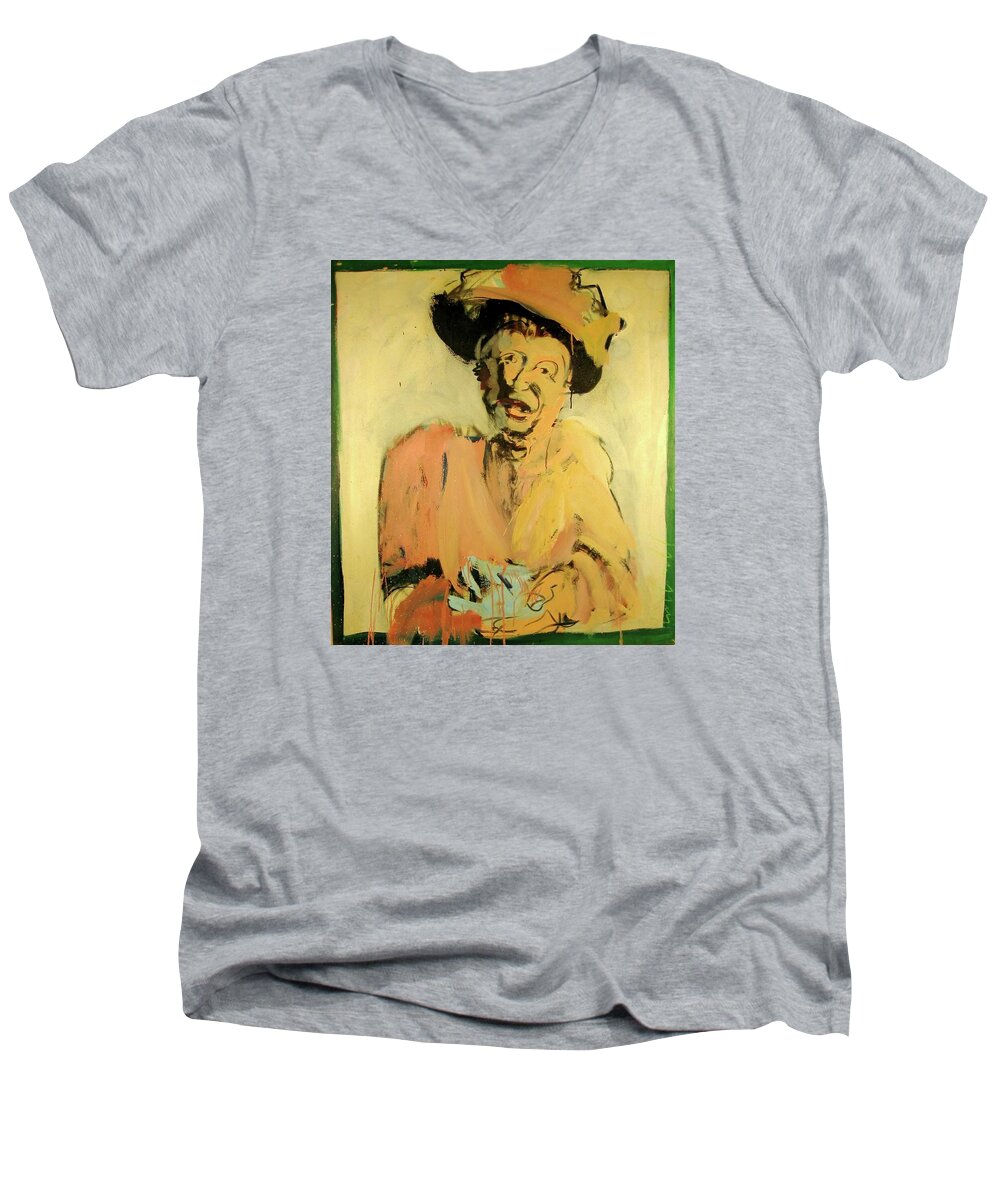 Portraits Men's V-Neck T-Shirt featuring the painting Gretchen Colnik by Les Leffingwell