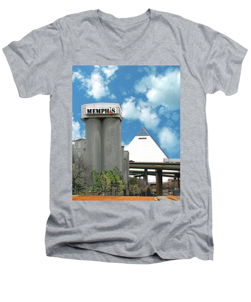 Silo Men's V-Neck T-Shirt featuring the photograph Hello Memphis by Lizi Beard-Ward