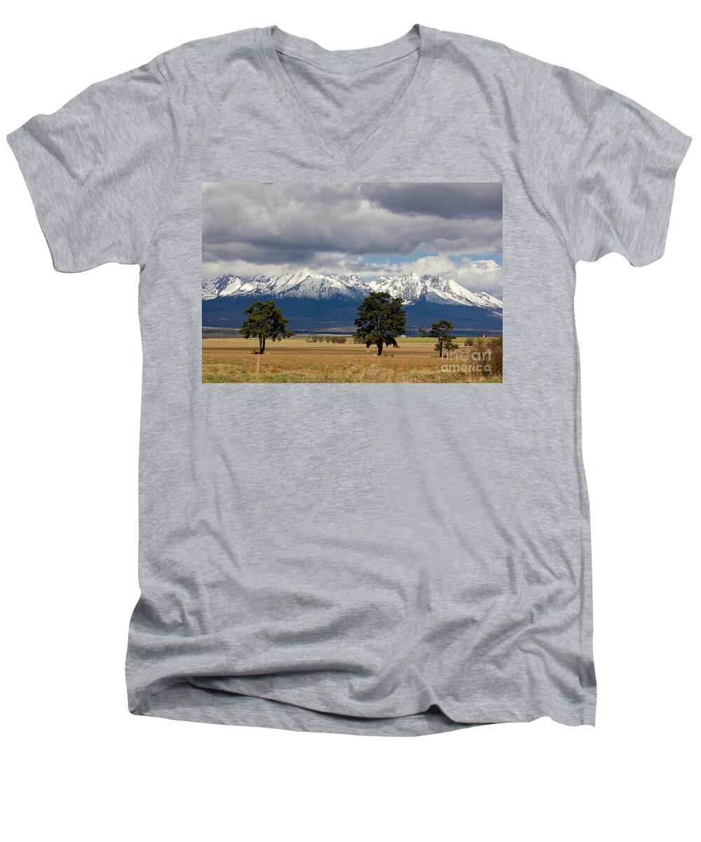 High Men's V-Neck T-Shirt featuring the photograph High Tatras - Vysoke Tatry by Les Palenik