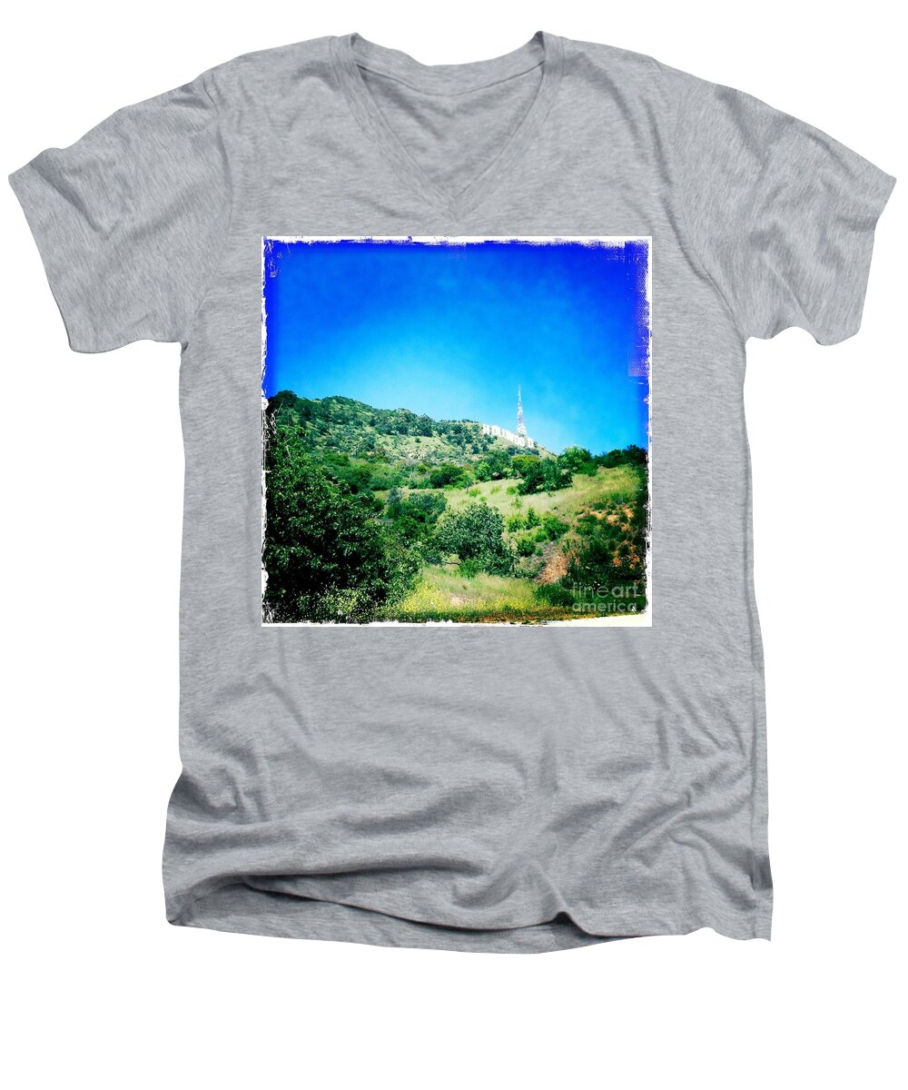 Hollywood Men's V-Neck T-Shirt featuring the photograph Hollywood by Nina Prommer