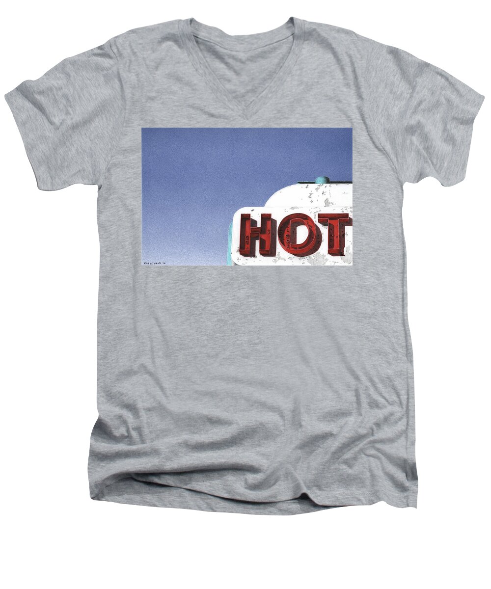 Photrealism Men's V-Neck T-Shirt featuring the drawing Hot by Rob De Vries