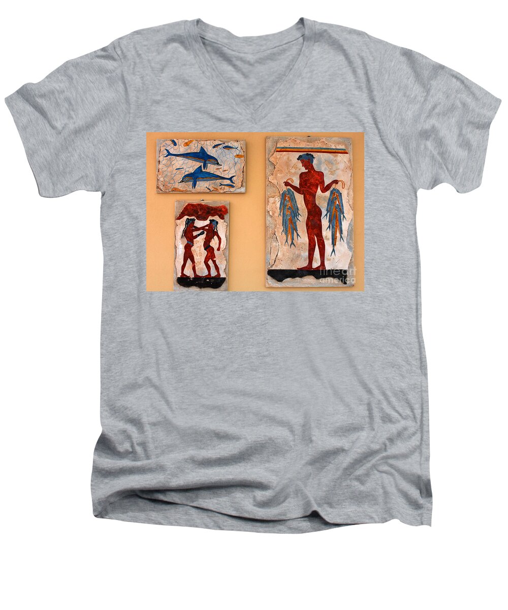 Greece Men's V-Neck T-Shirt featuring the photograph Minoan Artwork by Bob Christopher