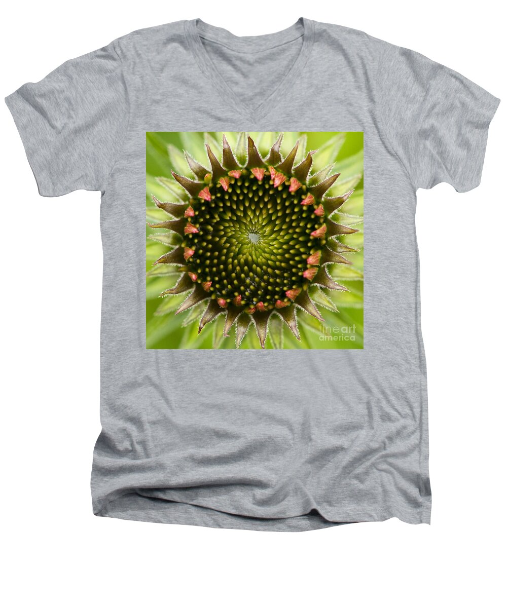 Coneflower Men's V-Neck T-Shirt featuring the photograph Nature's Geometry by Carrie Cranwill