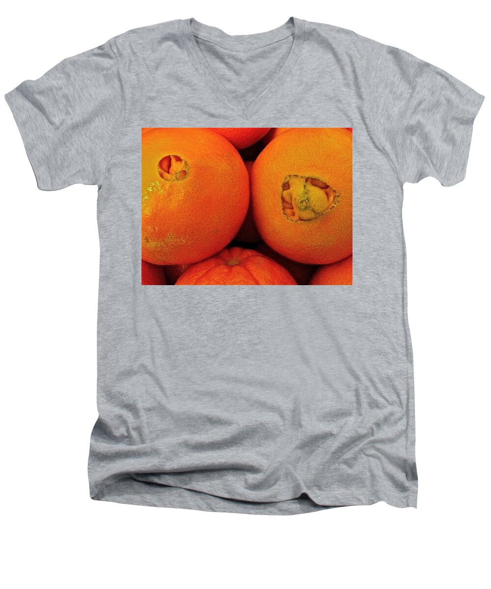 Orange Men's V-Neck T-Shirt featuring the photograph Oranges by Bill Owen