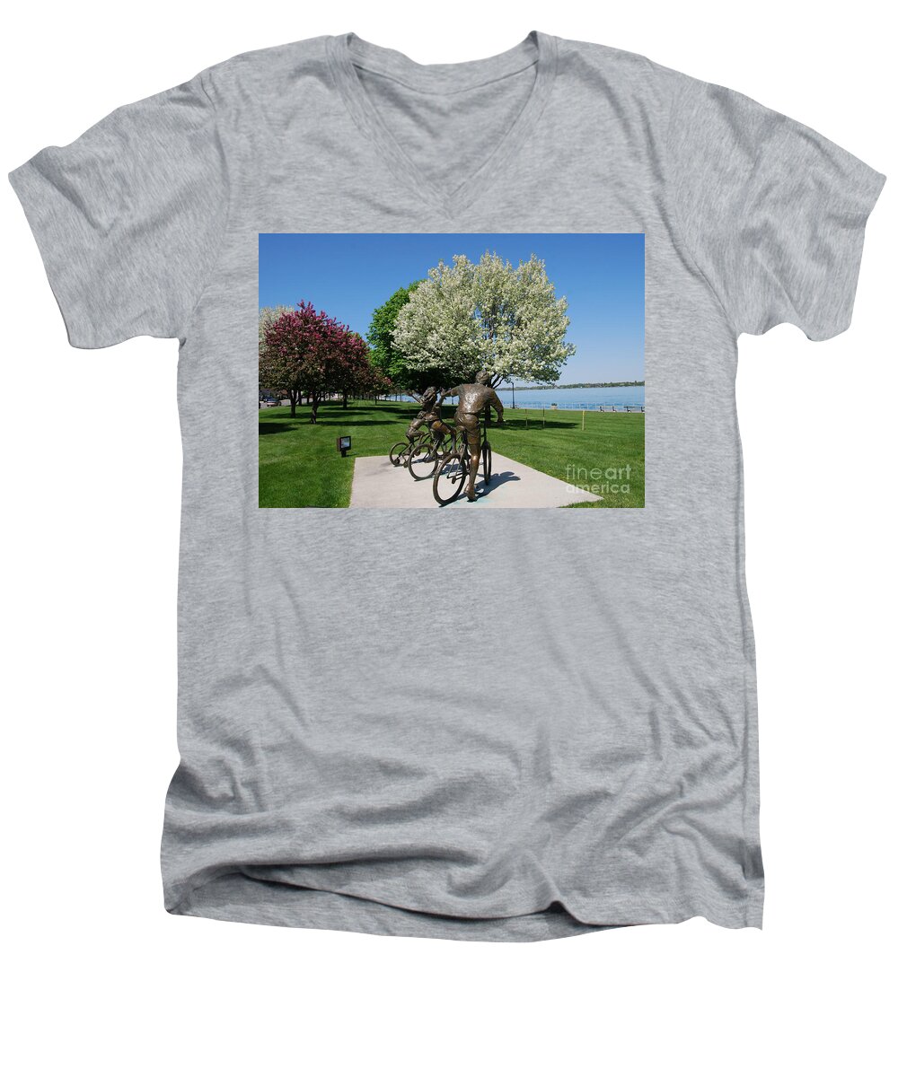 Palmer Park Men's V-Neck T-Shirt featuring the photograph Palmer Park in Spring 2 by Grace Grogan