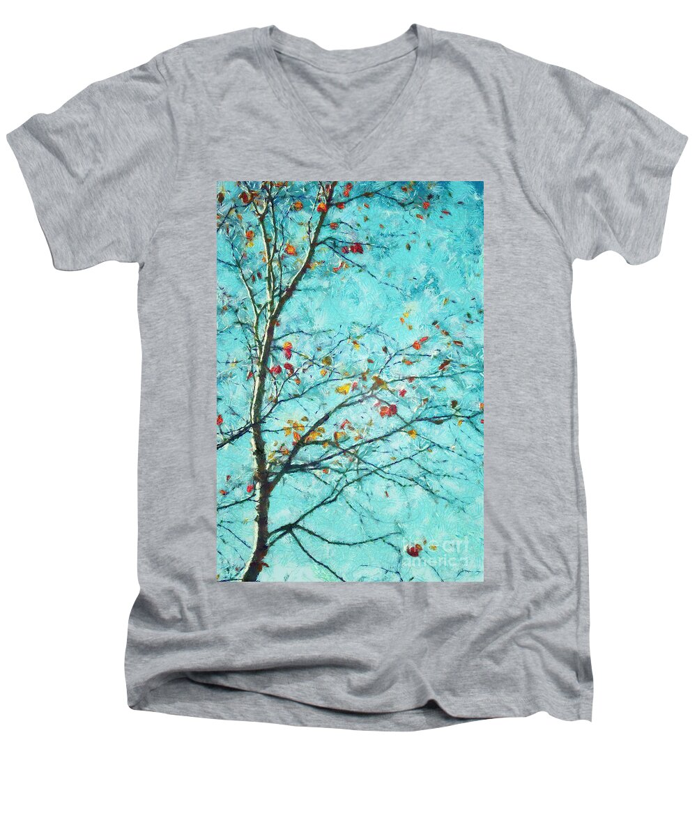 Tree Men's V-Neck T-Shirt featuring the digital art Parsi-Parla - d01d03 by Variance Collections
