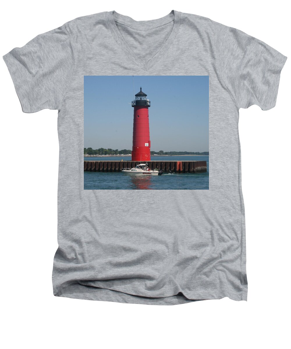 Pierhead Men's V-Neck T-Shirt featuring the photograph Passing By by Kay Novy
