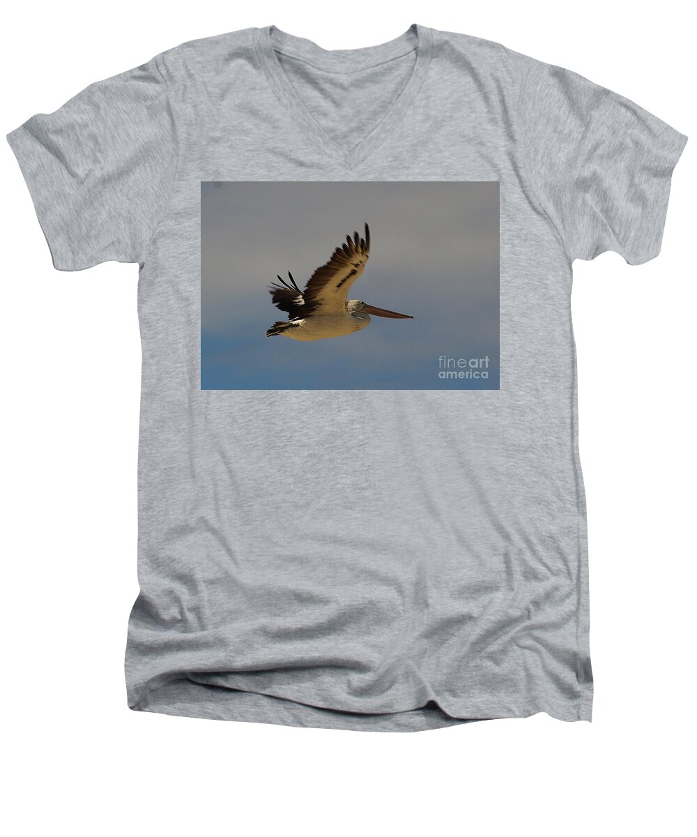Australia Men's V-Neck T-Shirt featuring the photograph Pelican in flight 5 by Blair Stuart