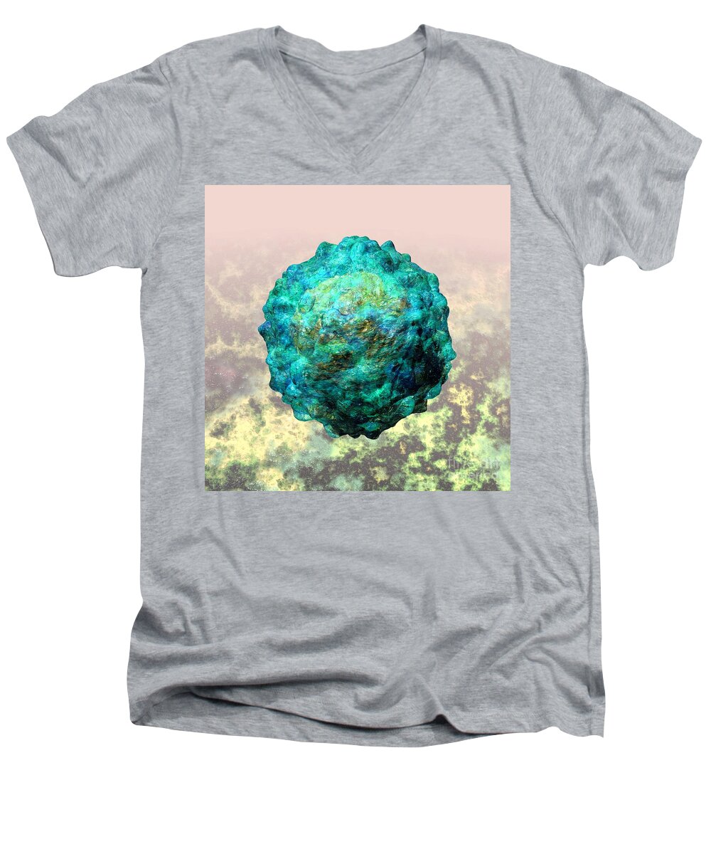 Biological Men's V-Neck T-Shirt featuring the digital art Polio virus particle or virion poliovirus 1 by Russell Kightley