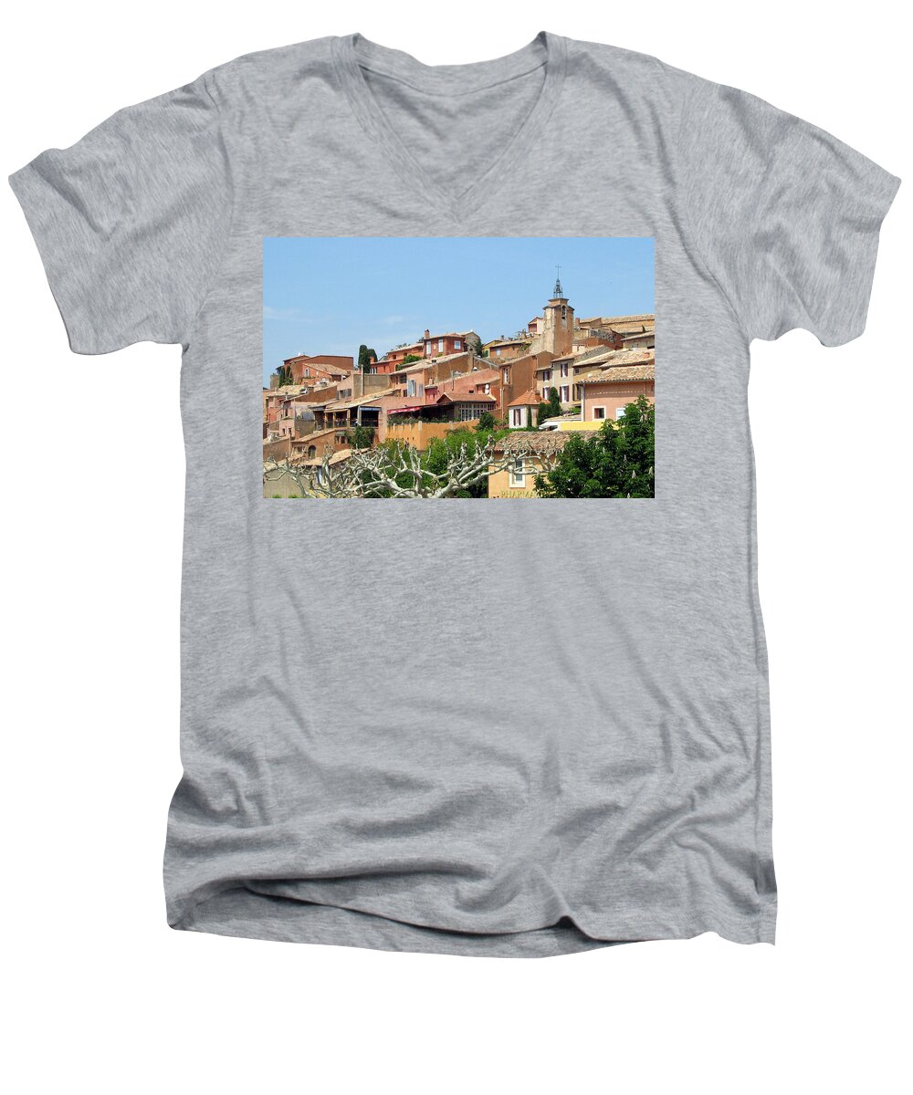 Roussillon Men's V-Neck T-Shirt featuring the photograph Roussillon in Provence by Carla Parris