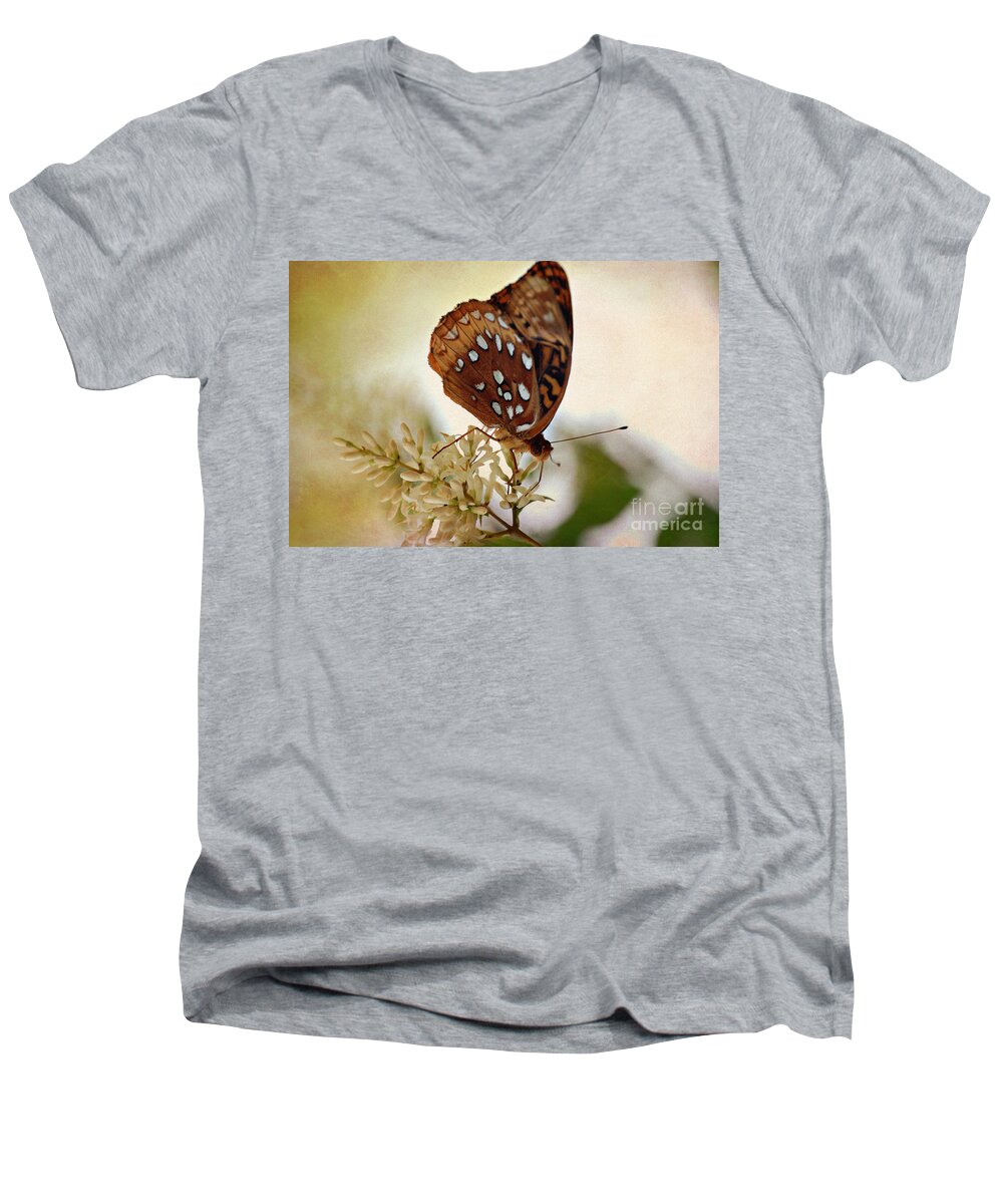 Landscape Men's V-Neck T-Shirt featuring the photograph Silver Spotted Skipper Butterfly by Peggy Franz