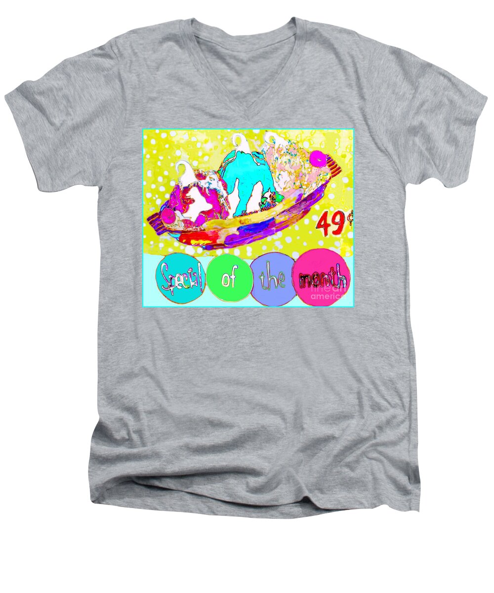 Ice Cream Men's V-Neck T-Shirt featuring the mixed media Special of the Month by Beth Saffer