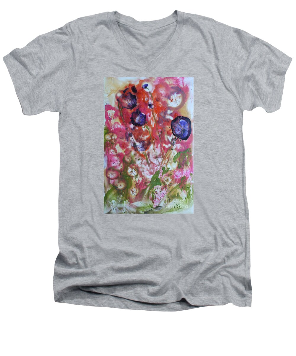 Encaustic Men's V-Neck T-Shirt featuring the painting Summer Optimism by Heather Hennick