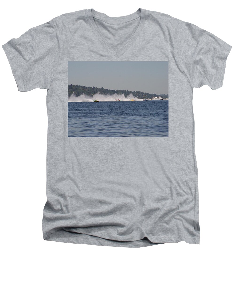 Racing Men's V-Neck T-Shirt featuring the photograph Time To Race by Michael Merry