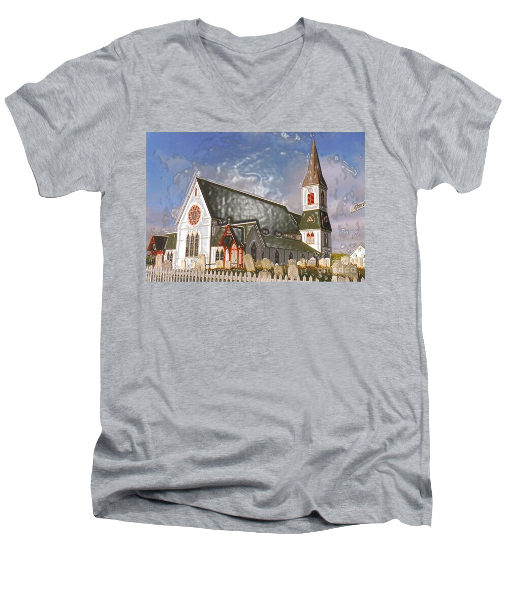 Church Men's V-Neck T-Shirt featuring the photograph Trinity by Lydia Holly