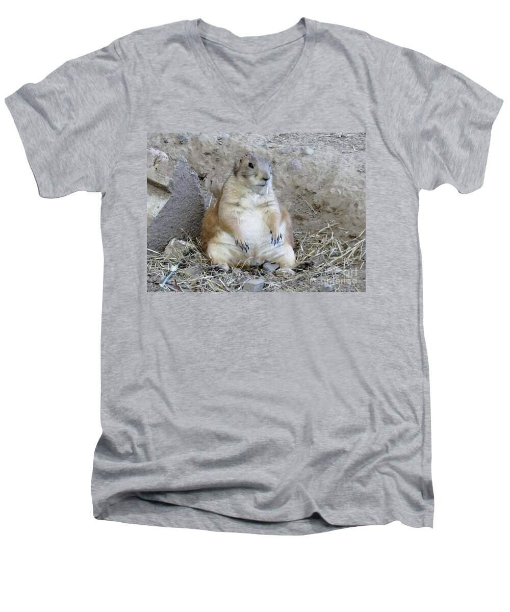 Prarie Men's V-Neck T-Shirt featuring the photograph Tubby by Art Dingo