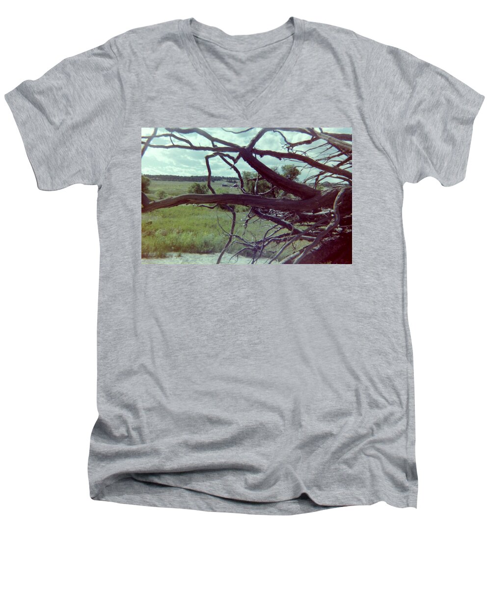Roots Men's V-Neck T-Shirt featuring the photograph Uprooted by Bonfire Photography