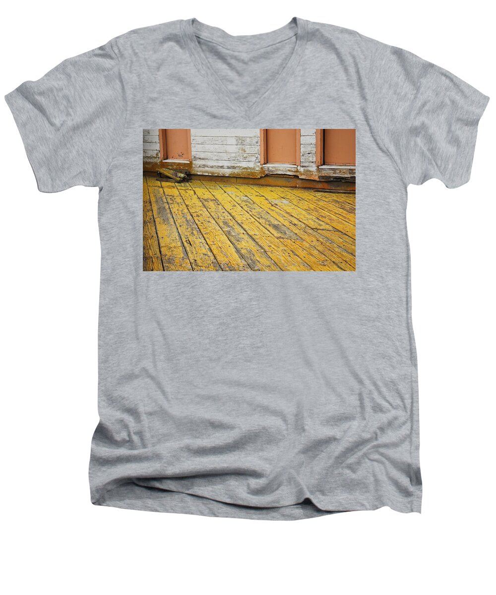 Weathered Building Men's V-Neck T-Shirt featuring the photograph Weathered Monterey Building by Shane Kelly