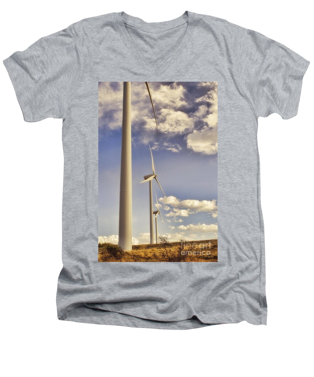 Production Men's V-Neck T-Shirt featuring the photograph Windmill Ridge by Donna Greene