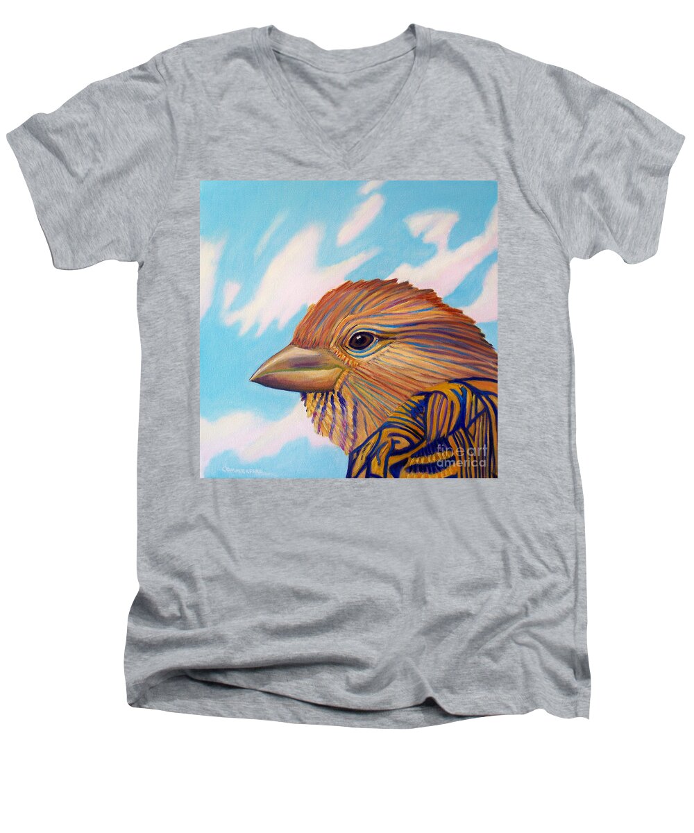 Bird Men's V-Neck T-Shirt featuring the painting You've Been On My Mind by Brian Commerford