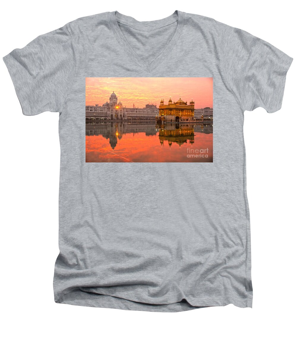 Amritsar Men's V-Neck T-Shirt featuring the photograph Golden Temple by Luciano Mortula
