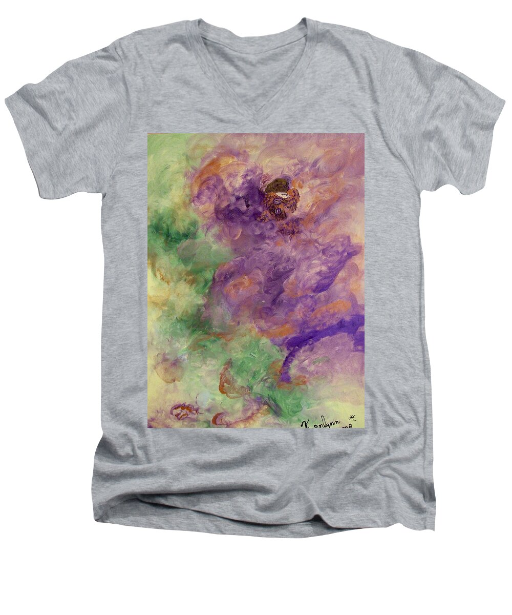 Emotion Men's V-Neck T-Shirt featuring the painting Love is The Moving Energy of the Universe by Kenlynn Schroeder