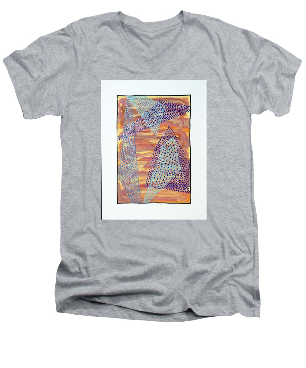 Abstract Men's V-Neck T-Shirt featuring the painting 01326 by AnneKarin Glass
