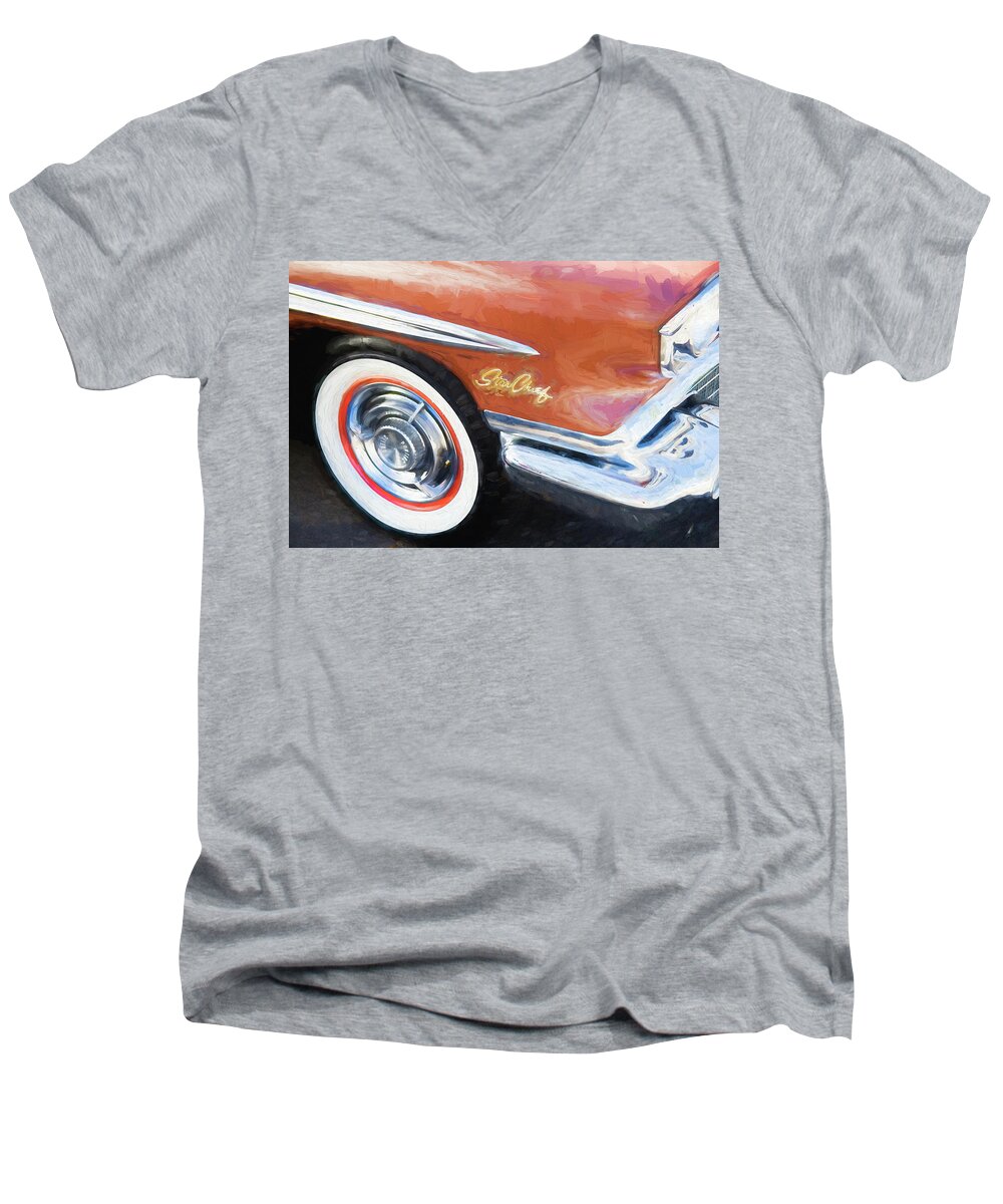 1958 Pontiac Men's V-Neck T-Shirt featuring the photograph 1958 Pontiac Star Chief by Rich Franco