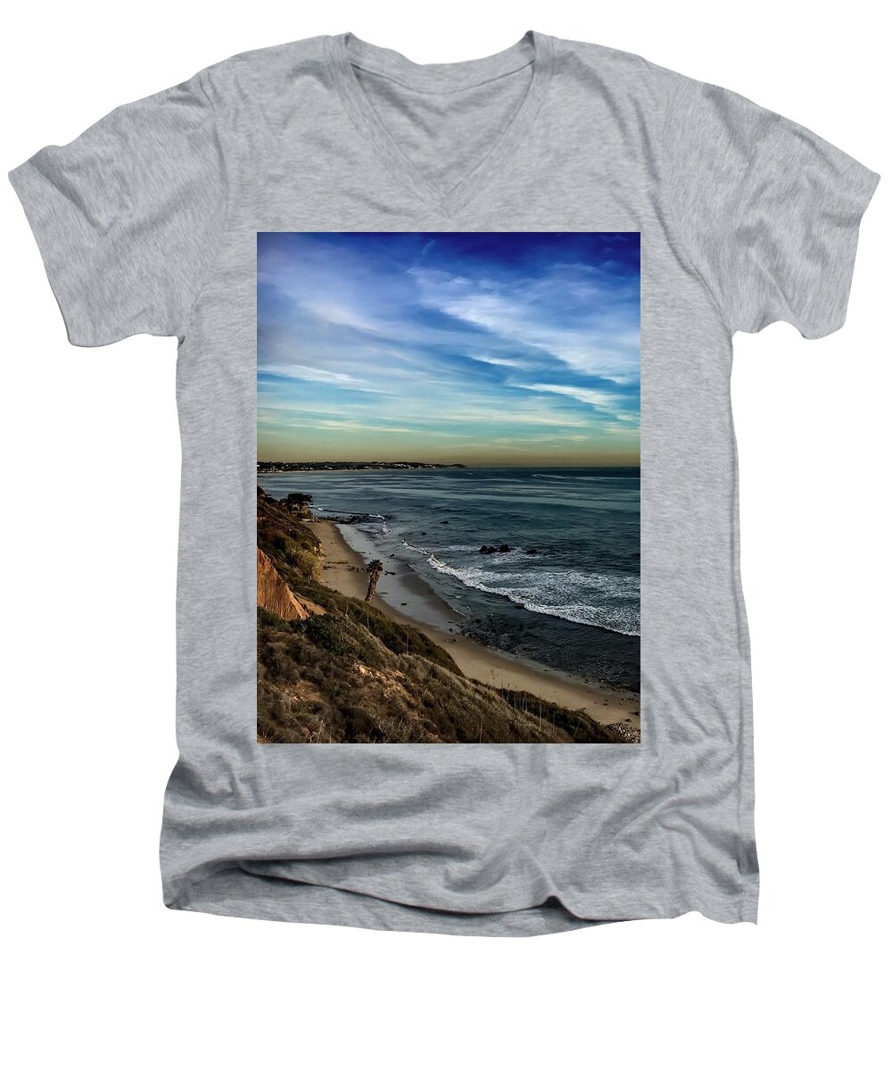 Artist Men's V-Neck T-Shirt featuring the photograph Beach by Chris Tarpening