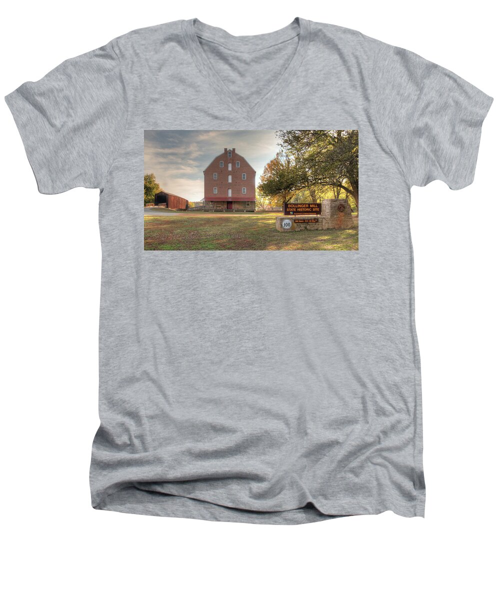 Missouri Men's V-Neck T-Shirt featuring the photograph Bollinger Mill #2 by Harold Rau