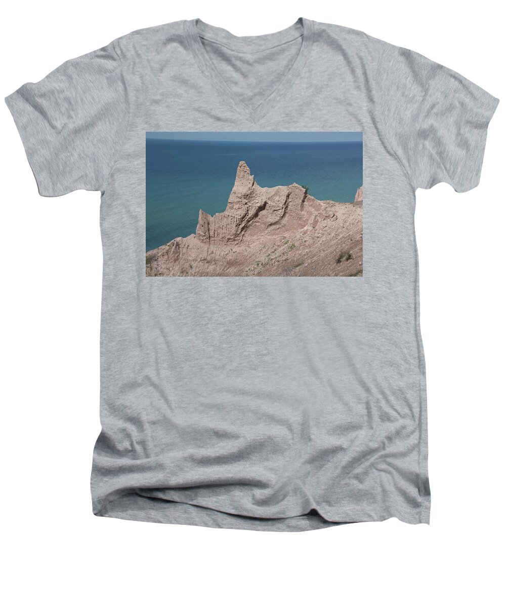 Fairhaven Beach Men's V-Neck T-Shirt featuring the photograph Chimney Bluffs #1 by Susan Jensen