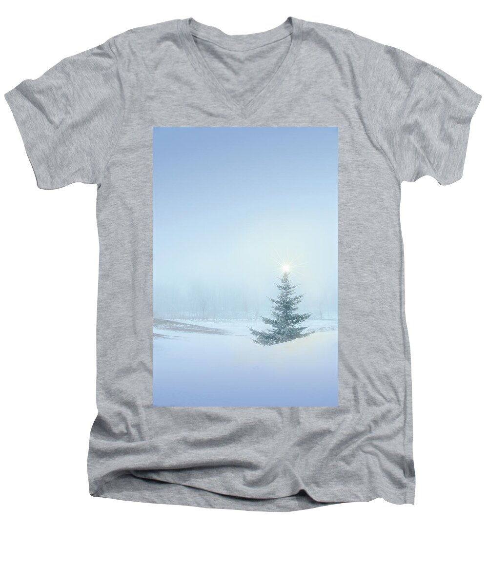 Winter Men's V-Neck T-Shirt featuring the photograph Christmas Spirit #1 by Sandra Parlow