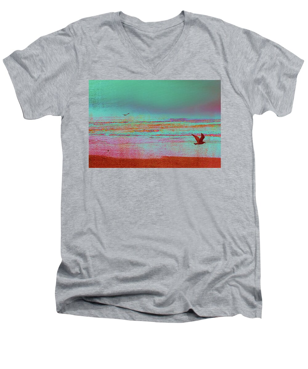 First Flight Men's V-Neck T-Shirt featuring the photograph First Flight #1 by Bonnie Bruno
