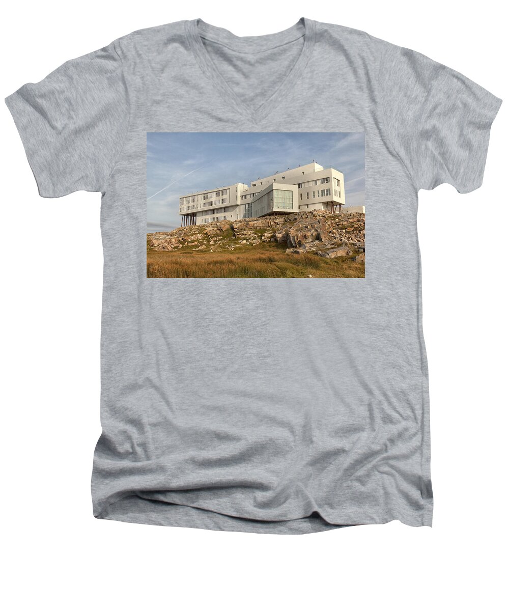 Newfoundland Men's V-Neck T-Shirt featuring the photograph Fogo Island Inn #1 by Eunice Gibb