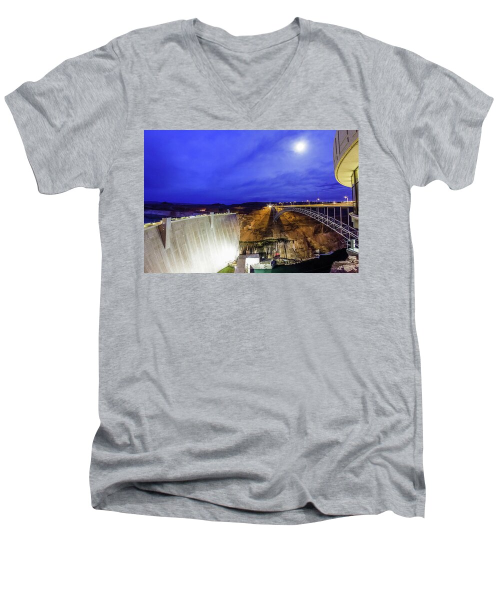 Usa Men's V-Neck T-Shirt featuring the photograph Glen Canyon Dam #1 by SAURAVphoto Online Store