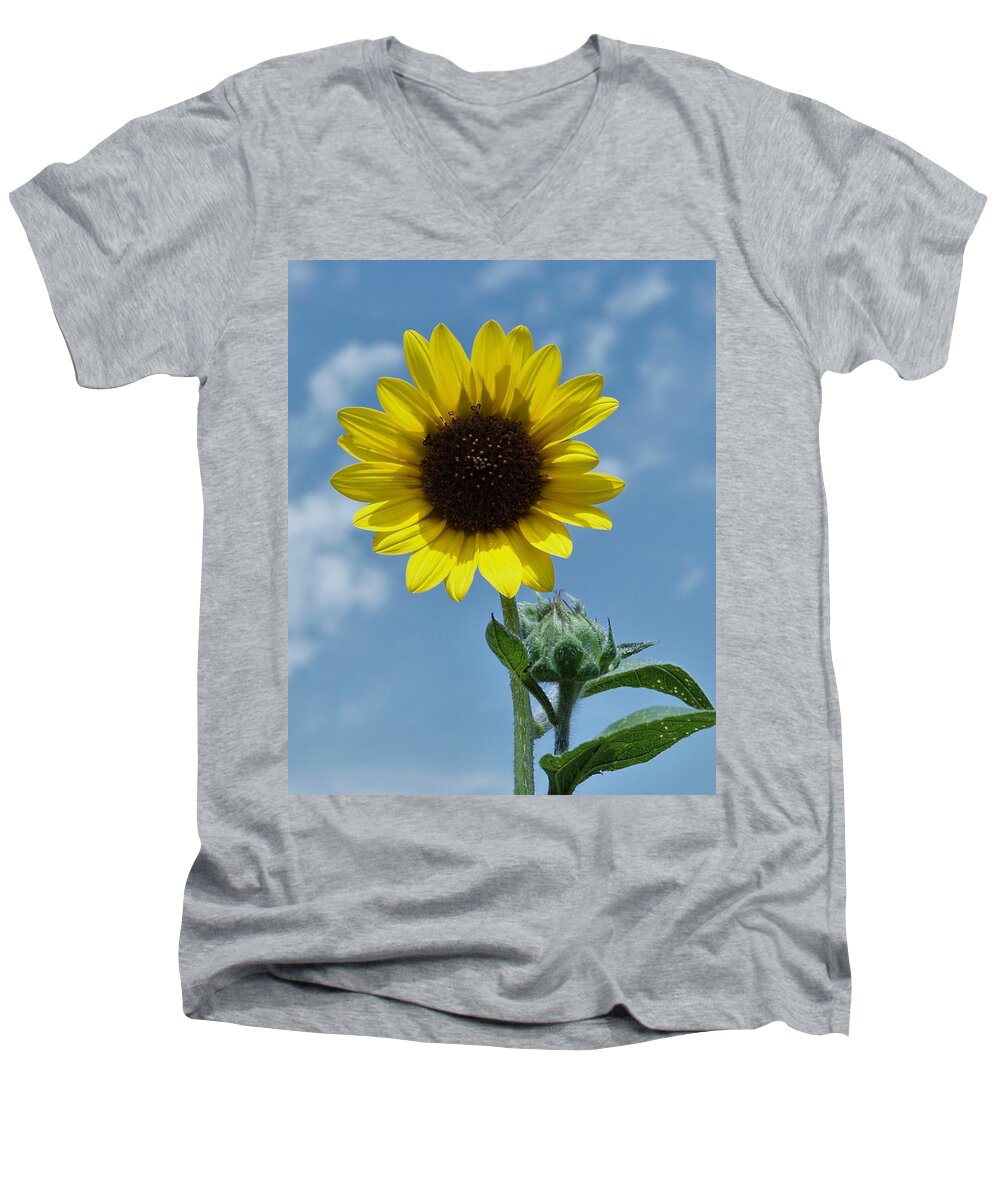Sunflower Men's V-Neck T-Shirt featuring the photograph Good Morning Sunshine #1 by Ernest Echols