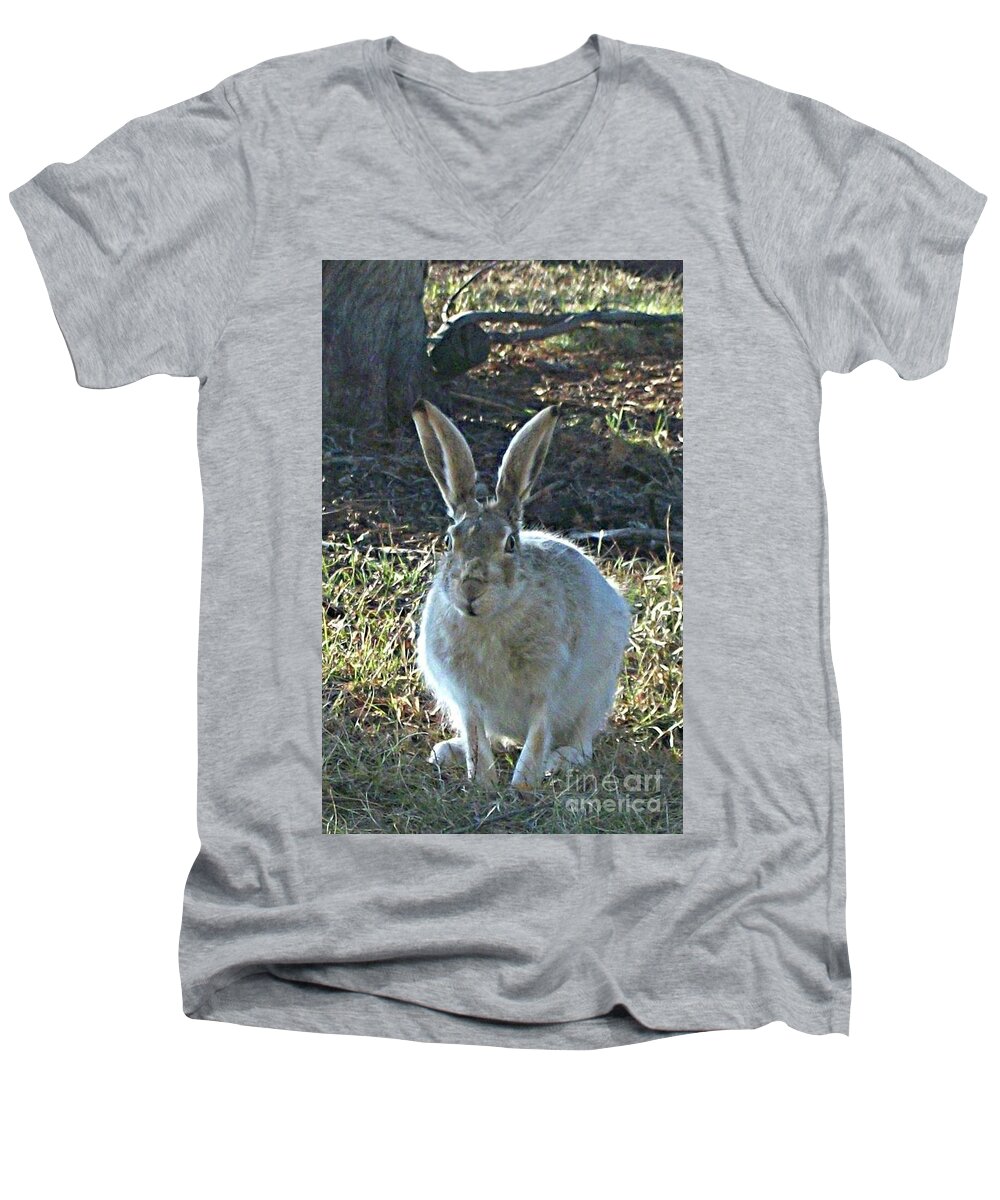 Hare Men's V-Neck T-Shirt featuring the photograph Hare by 'REA' Gallery