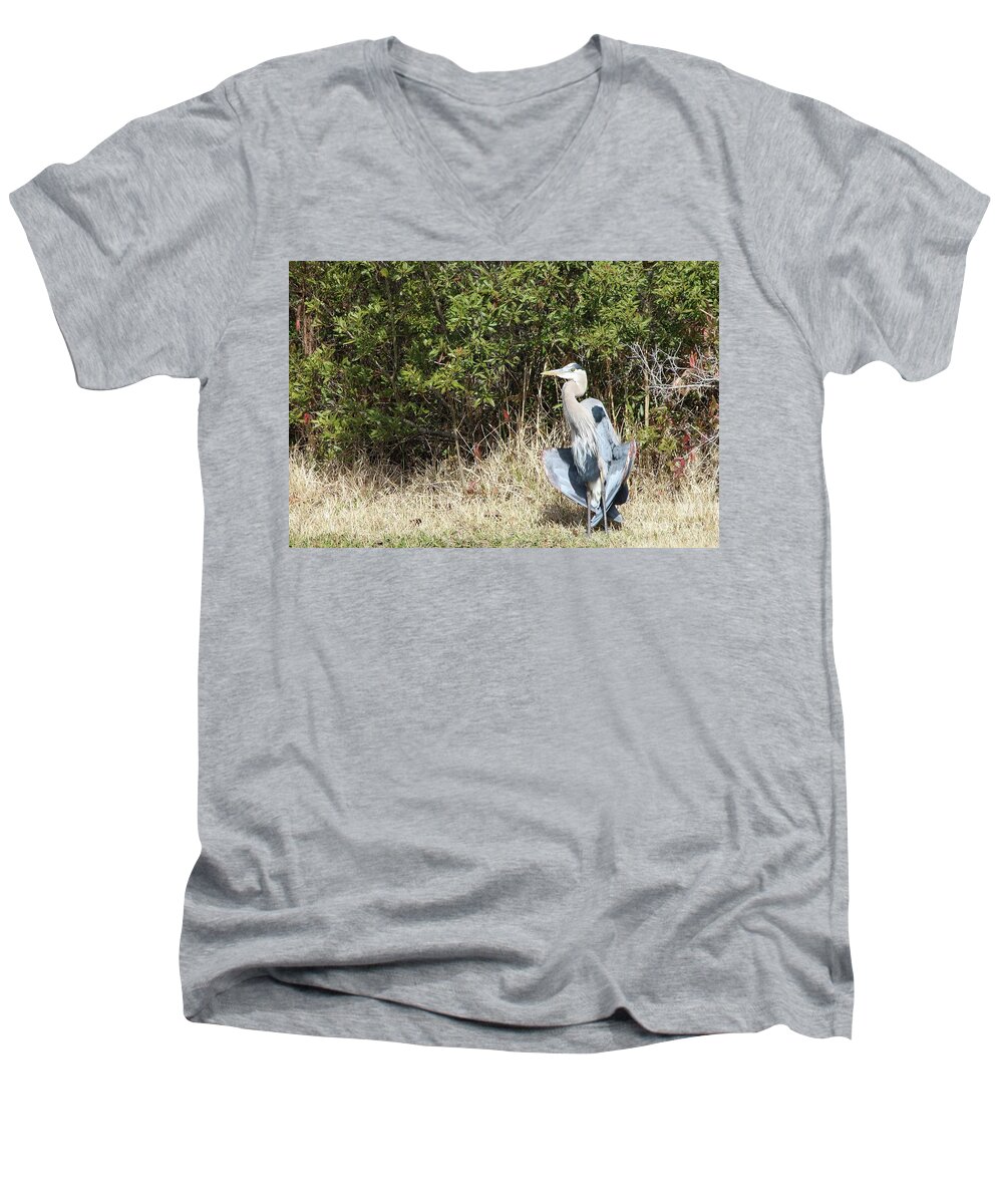 Heron Men's V-Neck T-Shirt featuring the photograph Henry the Heron #1 by Benanne Stiens