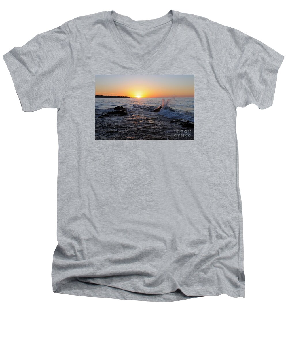 Sunrise Men's V-Neck T-Shirt featuring the photograph Here comes the sun #1 by Sandra Updyke
