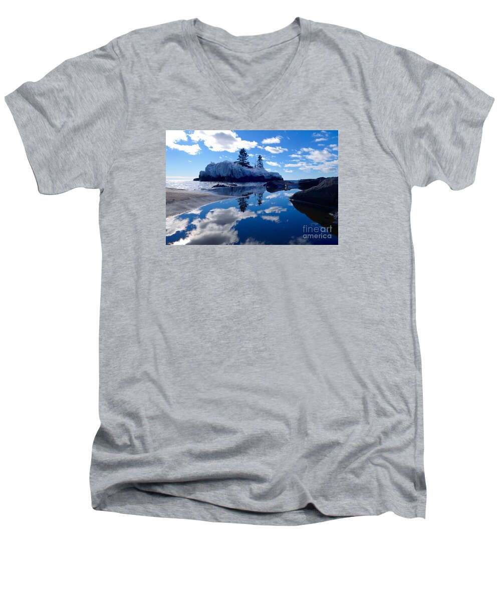 Hollow Rock Men's V-Neck T-Shirt featuring the photograph Hollow Rock Reflections #1 by Sandra Updyke