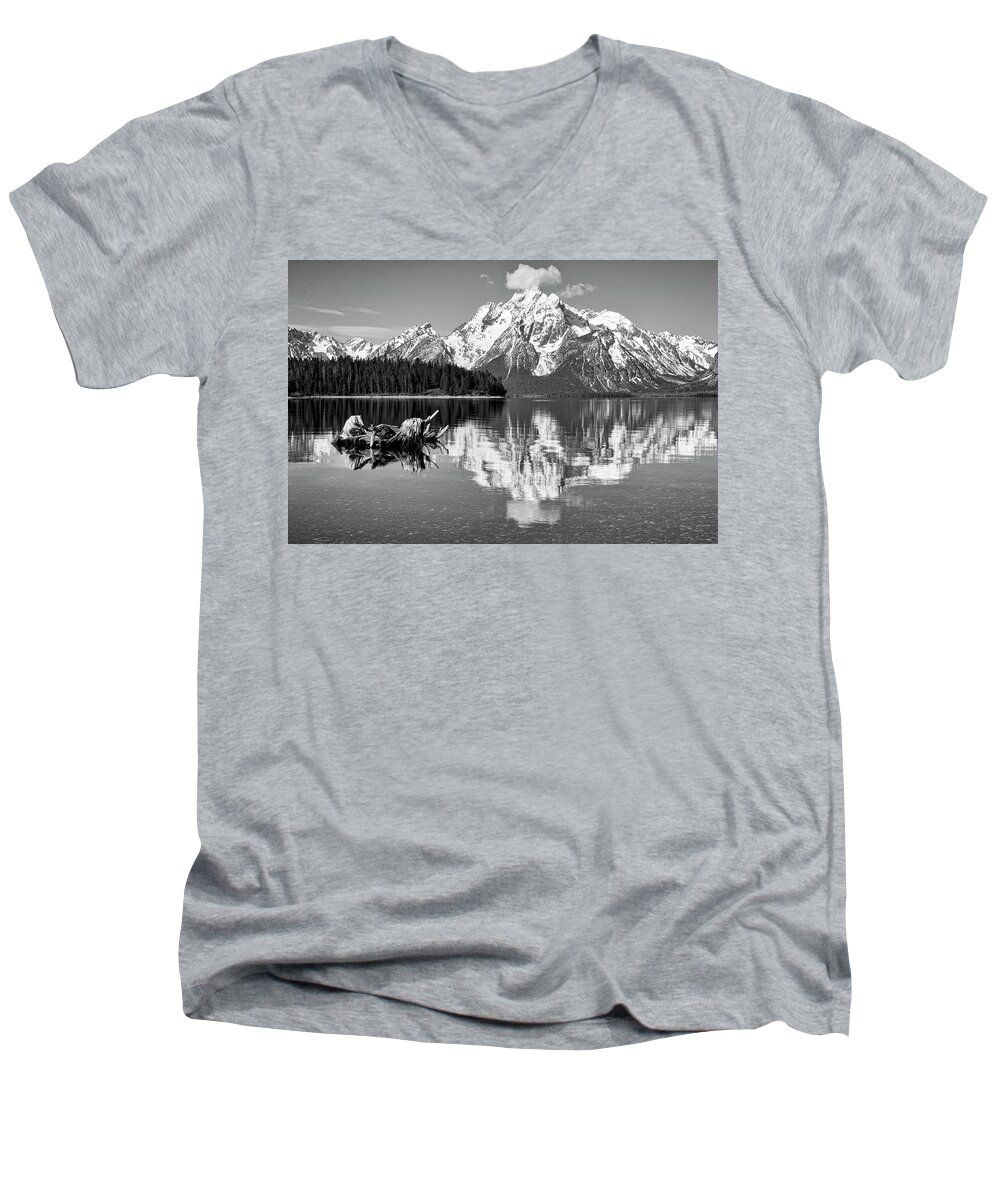 Landscape Men's V-Neck T-Shirt featuring the photograph Jackson Lake, GTNP #1 by Joe Paul